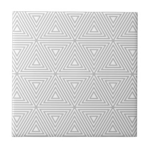 Trendy Grey and White Geometric Pattern Tegeltje