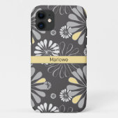 Trendy Grey and Yellow Floral Case-Mate iPhone Case (Achterkant)