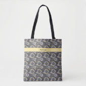 Trendy Grey and Yellow Floral Draagtas (Voorkant)