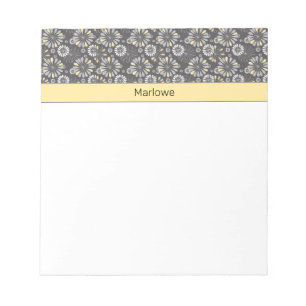 Trendy Grey and Yellow Floral Notitieblok