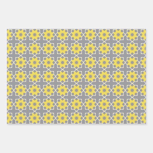 Trendy Grey and Yellow Geometric Pattern Inpakpapier Vel (Voorkant 3)