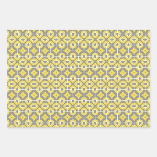 Trendy Grey and Yellow Geometric Pattern Inpakpapier Vel (Voorkant 2)
