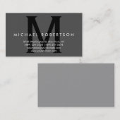 Trendy Grey Black Monogram Minimale Visitekaartje (Voorkant / Achterkant)