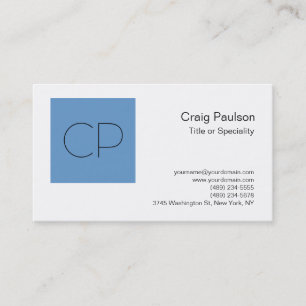 Trendy Grey Blue White Monogram Visitekaartje
