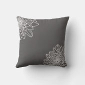 Trendy Grey met witte bloemen en naam Pillow Kussen (Achterkant)