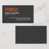 Trendy Grey Orange Personal Trainer Carte de visit (Devant / Derrière)