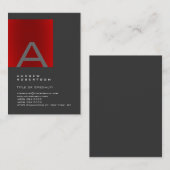 Trendy Grey Red Monogram Stylish Visitekaartje (Voorkant / Achterkant)