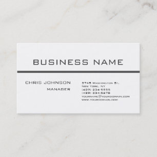 Trendy Grey White Plain Clean Visitekaartje
