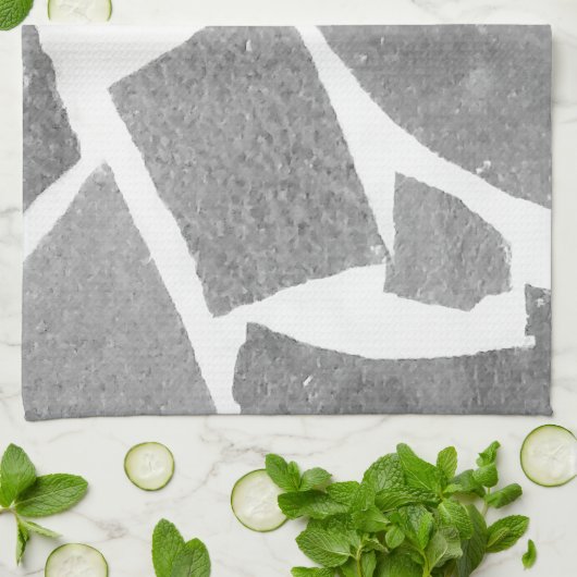 Trendy Grey White Tile Pattern Theedoek (Gevouwen)