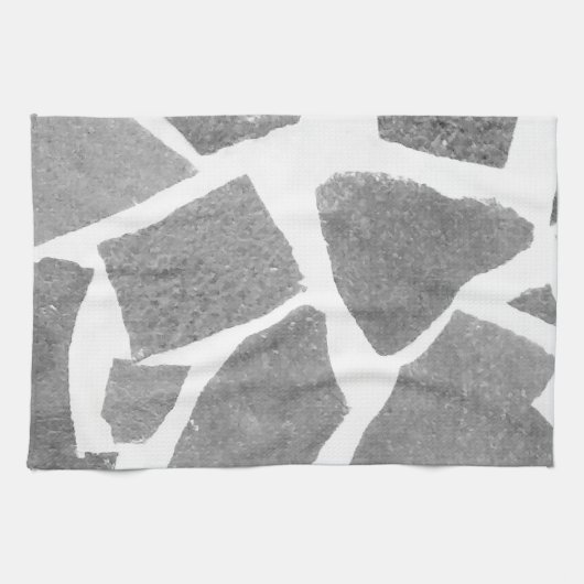 Trendy Grey White Tile Pattern Theedoek (Horizontaal)