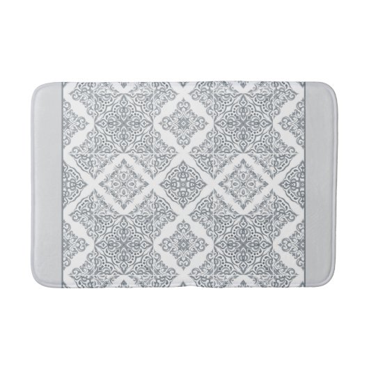 Trendy grijs en wit Spaans Tegels Pattern Badmat (Voorkant)
