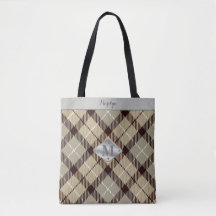 Trendy Grijs Tartan Metallic Monogram Naam Leraar