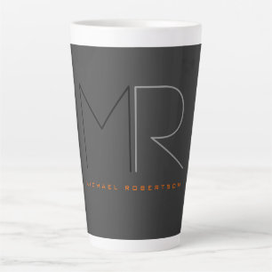 Trendy grijs zwart monogram effen latte mok