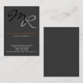 Trendy grijs zwart monogram gewoon Visitekaartje (Voorkant / Achterkant)
