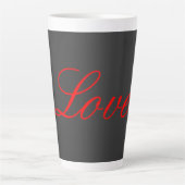 Trendy Grijze Achtergrond Rood Liefde Bruiloft Latte Mok (Voorkant)