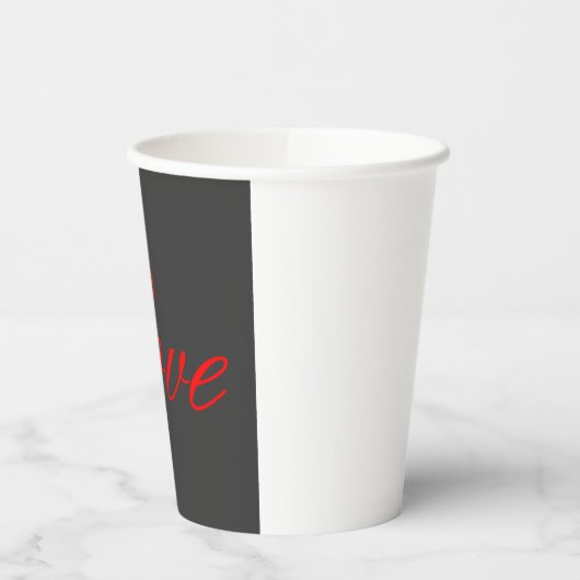 Trendy Grijze Achtergrond Rood Liefde Bruiloft Papieren Bekers (Links)