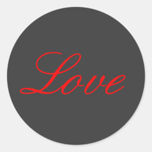 Trendy Grijze Achtergrond Rood Liefde Bruiloft Ronde Sticker