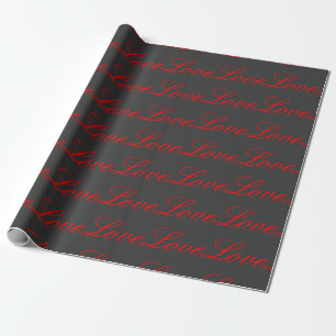 Trendy Grijze Achtergrond Rood Liefde Bruiloft Ver Cadeaupapier