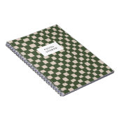 Trendy groen en grijs schaakbordpatroon notitieboek (Rechterzijde)