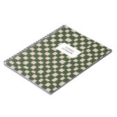 Trendy groen en grijs schaakbordpatroon notitieboek (Linkerzijde)