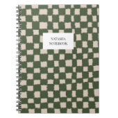 Trendy groen en grijs schaakbordpatroon notitieboek (Voorkant)