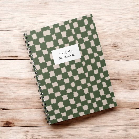 Trendy groen en grijs schaakbordpatroon notitieboek