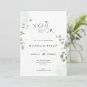 Trendy groen eucalyptus proefhuwelijksdiner kaart (Staand voorkant)