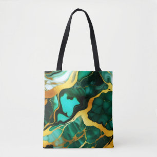 Trendy Groen geel Goud faux marmer Draagtas
