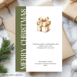 Trendy Groen Goud Minimalistische Kerstgroet Feestdagenkaart