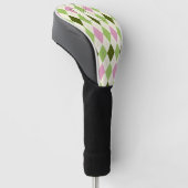 Trendy Groen & Roze Argyle Patroon Modern Monogram Golfheadcover (Schuin)