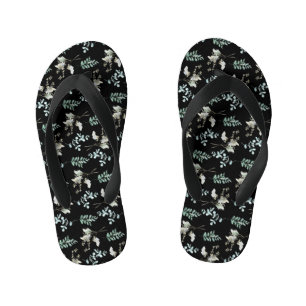 Trendy groen zwart botanisch blad kinder teenslippers