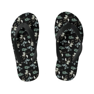 Trendy groen zwart botanisch blad kinder teenslippers