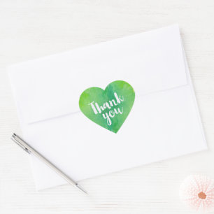 Trendy Groene en Gele Waterverf Dank U Hart Sticker