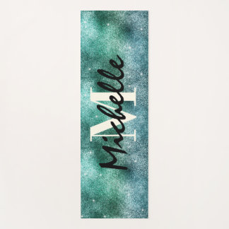 Trendy groene glitters monogram esthetisch yogamat
