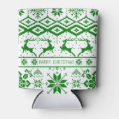 Trendy groene kerst rendieren blikjeskoeler (Voorkant)