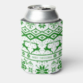 Trendy groene kerst rendieren blikjeskoeler (Blikje Achterkant)