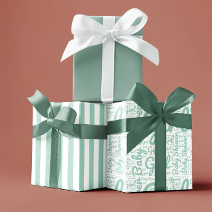 Trendy groene typografie meisje script baby shower inpakpapier vel