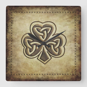 Trendy grundge Irish boetshamrock Vierkante Klok