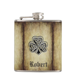  trendy grundge Irish shamrock monogram Heupfles