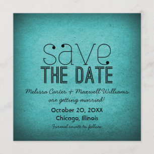 Trendy Grunge Save the Date Uitnodiging, Teal Kaart