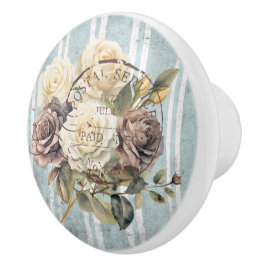 Trendy grunge stripes Frenchy artwork Floral Keramische Knop