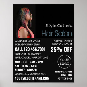 Trendy Hair Color, Hair Stylist, Hair Salon Advert Poster