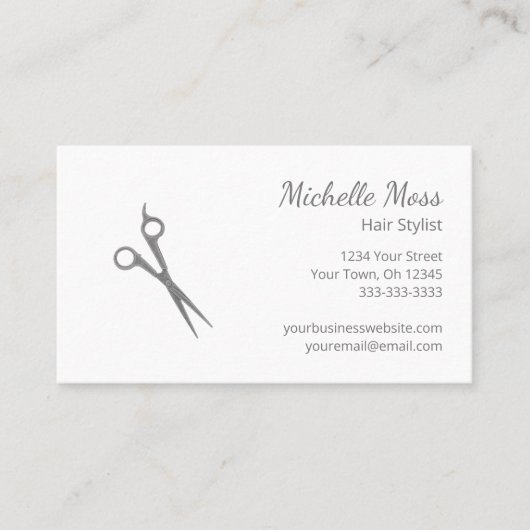 Trendy Hair Stylist Simple Scissors Visitekaartje (Voorkant)