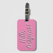 Trendy Hallo Gorheerlijke Girly Pink Bagagelabel (Voorkant (verticaal))