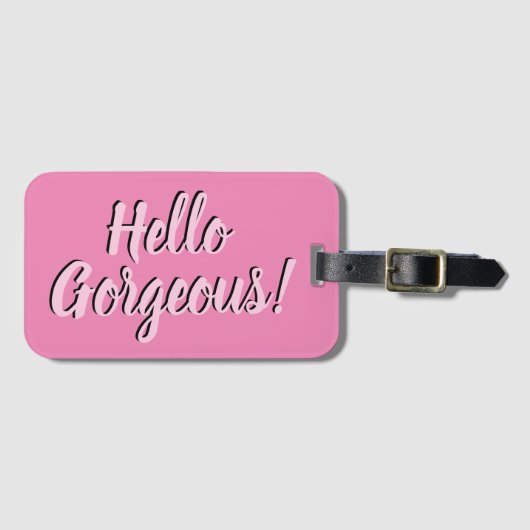 Trendy Hallo Gorheerlijke Girly Pink Bagagelabel (Voorkant (horizontaal))