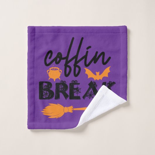 Trendy Halloween "Coffin Break" Quote Badhanddoek Washandje (Wasdoekje)