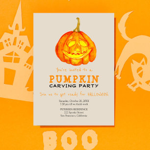 Trendy Halloween eenvoudige pompoensnijfeest Kaart