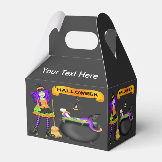 Trendy Halloween Heks Cauldron Gable Favor Box Bedankdoosjes (Voorkant Zijde)