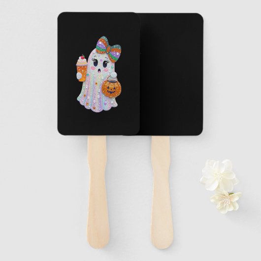 Trendy Halloween Rhinestones Ghost Handwaaier (Voorkant en achterkant)