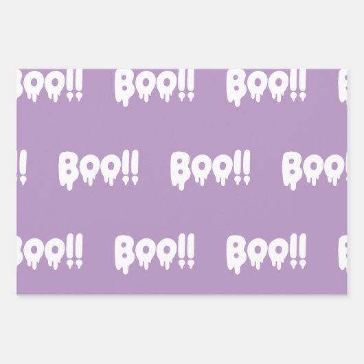 Trendy Halloween Schattigee Pastel Paarse Boo Ghos Inpakpapier Vel (Voorkant 2)